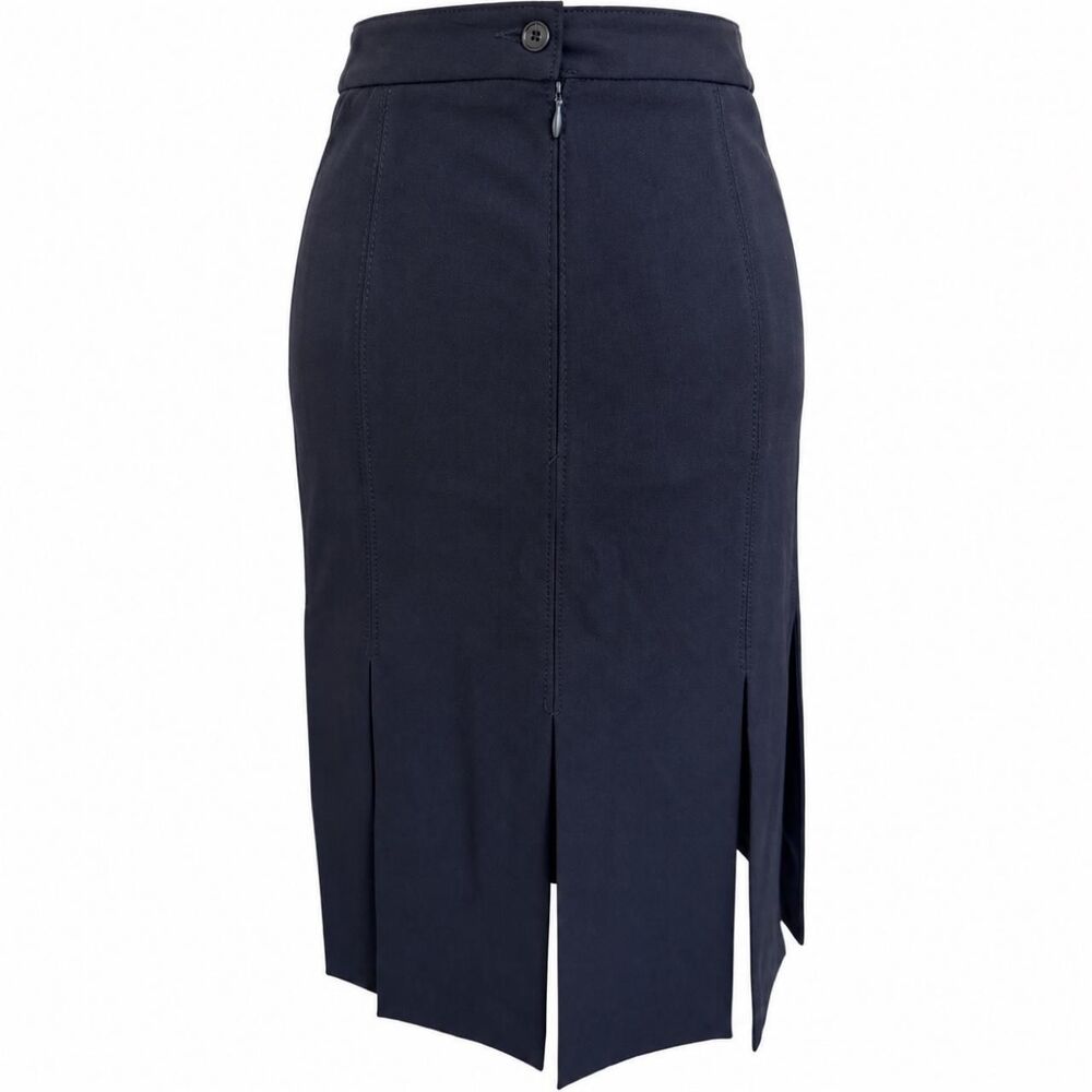Vintage Y2K Bisou-Bisou Navy Blue Multi Slit Car Wash Midi Pencil Skirt Sz 4 - Picture 3 of 9